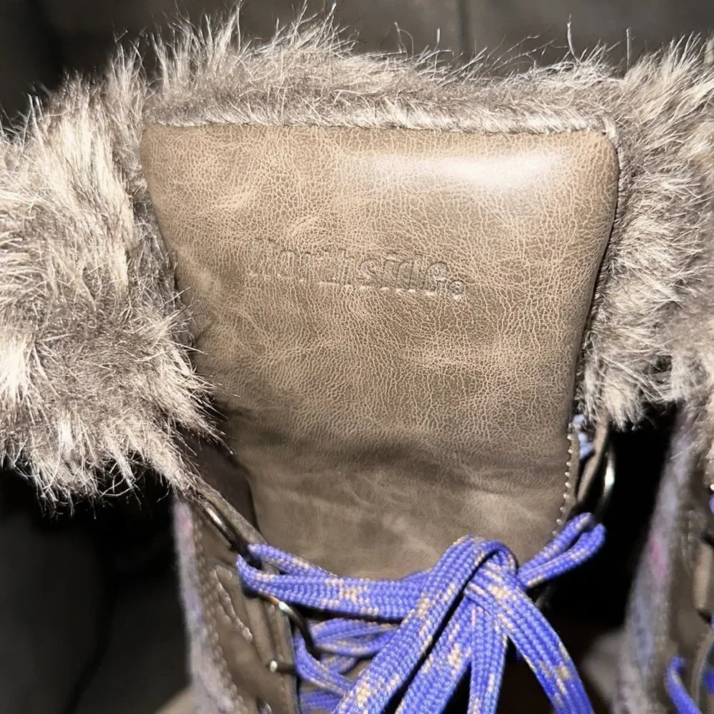Northside 5 Taupe Purple Faux Fur Faux Leather Sweater Winter Snow Boots